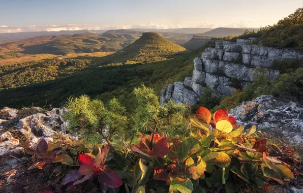 Картинка осень, пейзаж, горы, природа, камни, растительность, Крым, Бахчисарай