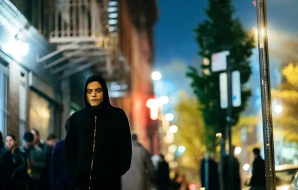 Город, улица, сериал, Rami Malek, Рами Малек, Мистер Робот, Mr Robot