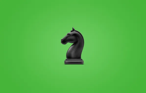 Конь, минимализм, шахматы, chess, horse, зеленоватый фон