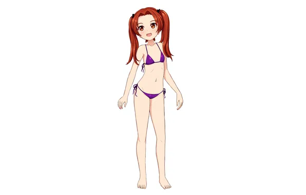 Girl, red hair, long hair, legs, anime, beautiful, twintails, red eyes