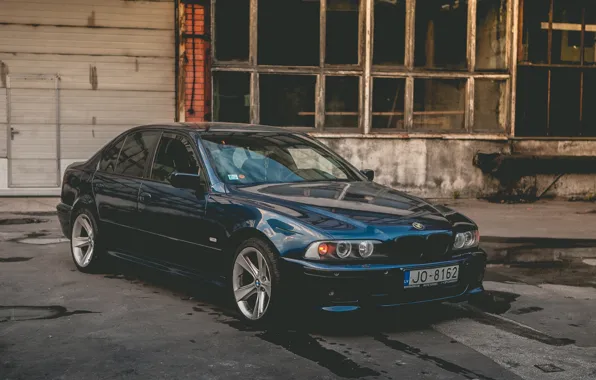 Синий, BMW, БМВ, E39, 5 Series