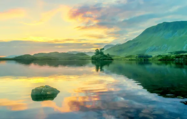 Картинка облака, горы, озеро, Уэльс, Ллин Крегеннен