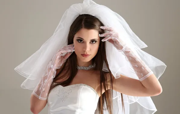 Модель, брюнетка, невеста, свадьба, Little Caprice, Marketa Stroblova