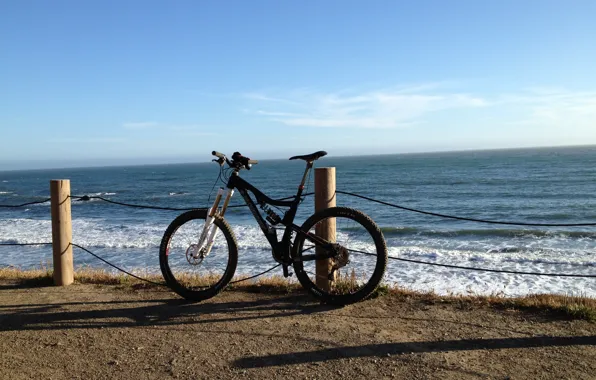 Картинка море, велосипед, берег, bike, привал