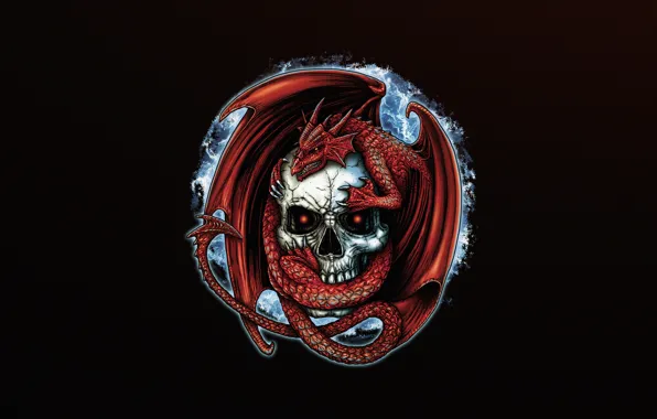 Минимализм, Существо, Дракон, Череп, Монстр, Стиль, Фон, Dragon
