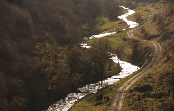 Картинка горы, река, ноябрь