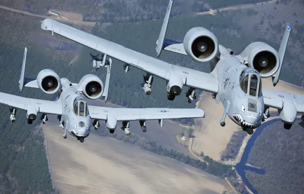 Картинка небо, полет, штурмовик, A-10, ВВС США, звено, Thunderbolt II, U.S. Air Force