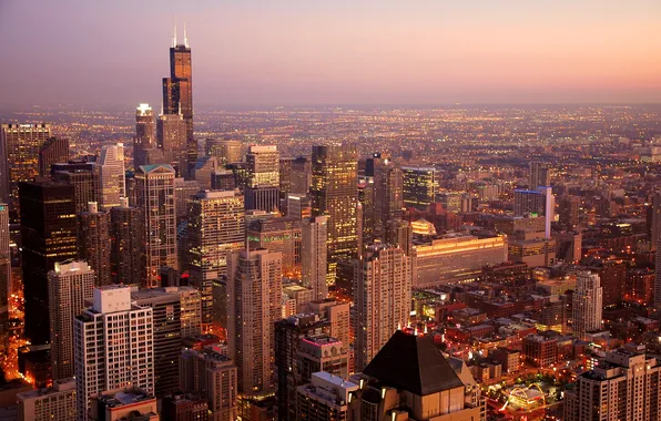 Картинка город, Чикаго, США, Chicago, Иллиноис, панорамма