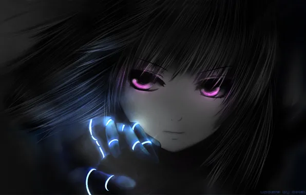 Картинка глаза, девушка, розовый, чёрный, аниме, Battle Angel Alita