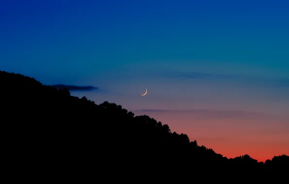Moon, Nature, Sky, Evening, Half Moon, Sun Goes Down, Mario Esposito