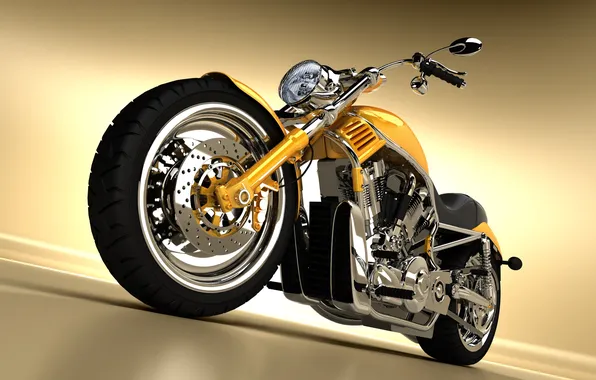 Картинка оранжевый, мотоцикл, хром, Orange motorcycle