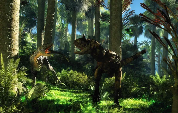 Картинка джунгли, динозавры, спор, cretaceous age, disagreement