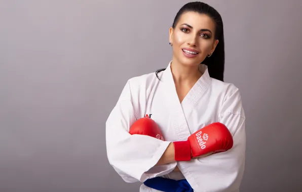 Картинка girl, gloves, kimono, athlete, karate