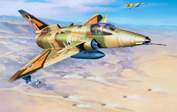 Картинка ВВС Израиля, Kfir C.2, Israel Aerospace Industries, на основе Dassault Mirage III, IAI, всепогодный многоцелевой …