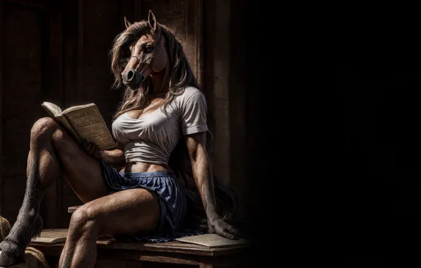 Лошадь, существо, книга, фурри
