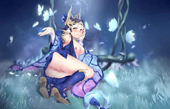 Kawaii, girl, hot, sexy, ass, boobs, breast, blue