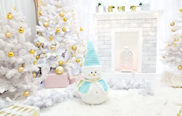 Праздник, подарок, елка, новый год, Рождество, снеговик, Christmas, декор
