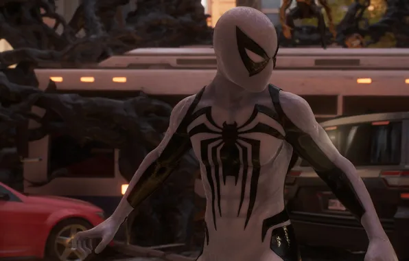 Картинка symbiote, new powers, white suit, Marvel Spider Man 2, anti-venom