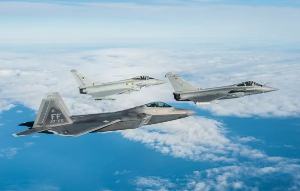 Картинка небо, полет, истребители, F-22 Raptor, FGR4