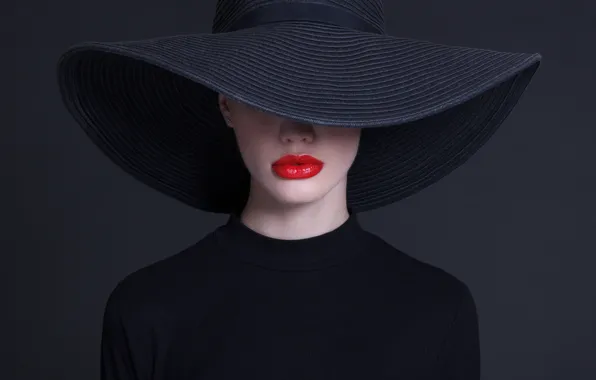 Картинка fashion, hat, Lips painted, haute couture