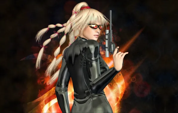 Косички, weapon, girls, wallpapers, blond, Other, Lady X