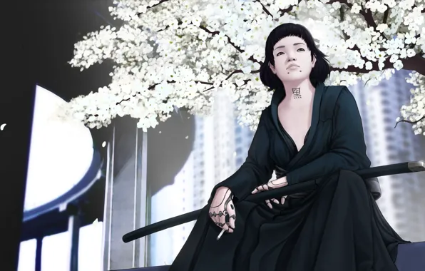 Девушка, Дерево, Робот, Япония, Стиль, Азиатка, Girl, Japan