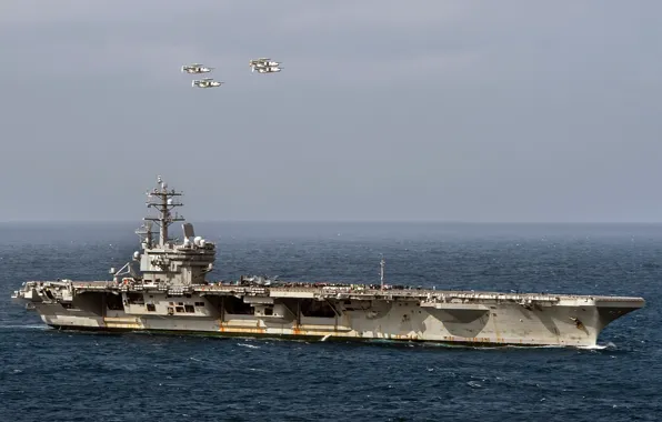 Картинка оружие, армия, navy, USS Ronald Reagan (CVN 76), Four E-2C Hawkeyes