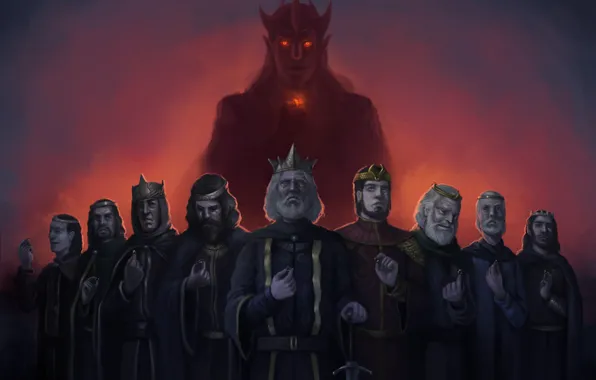 Рисунок, Властелин Колец, The Lord Of The Rings, Саурон, Назгулы, Девять Колец людей