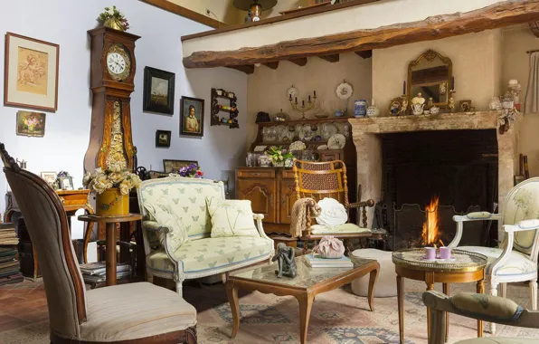 Дизайн, стиль, Франция, интерьер, камин, Paris, гостиная, Chambre hotes