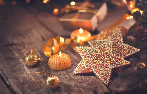 Картинка Новый Год, печенье, Рождество, wood, Merry Christmas, cookies, decoration, пряники