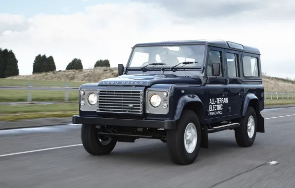 Картинка дорога, прототип, Land Rover, Defender, 2013, All-terrain Electric Research Vehicle