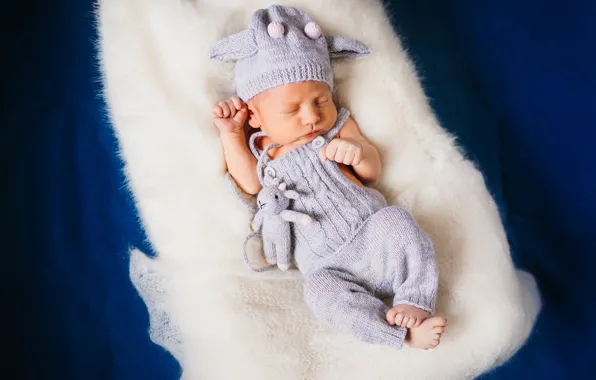 Игрушка, сон, мальчик, малыш, спит, мех, корзинка, Baby
