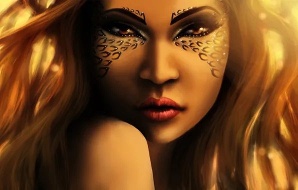 Картинка лицо, leopard, makeup