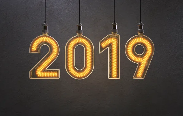 Картинка Новый Год, light, golden, New Year, Happy, 2019