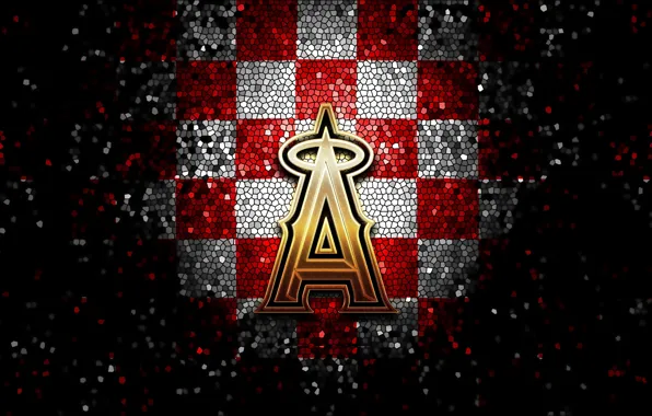 Wallpaper, sport, logo, baseball, glitter, checkered, MLB, Los Angeles Angels