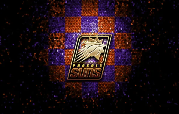 Wallpaper, sport, logo, basketball, NBA, Phoenix Suns, glitter, checkered