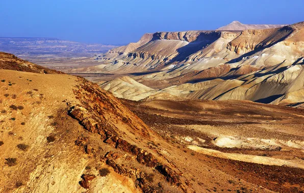 Картинка песок, небо, пейзаж, горы, пустыня, израиль