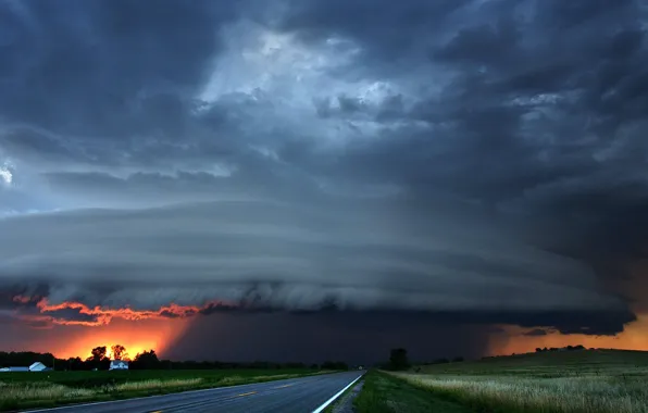 Картинка дорога, облака, буря