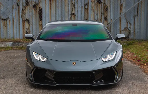 Lamborghini, Predator, Front, Gray, Huracan, Sight, LED