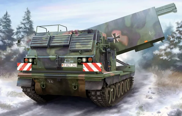 Германия, РСЗО, MLRS, M270, американская универсальная пусковая установка, Multiple Launch Rocket System