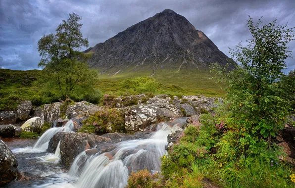 Природа, ручей, гора, Шотландия