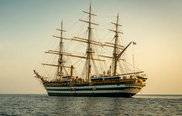 Море, небо, парусник, вечер, Amerigo Vespucci