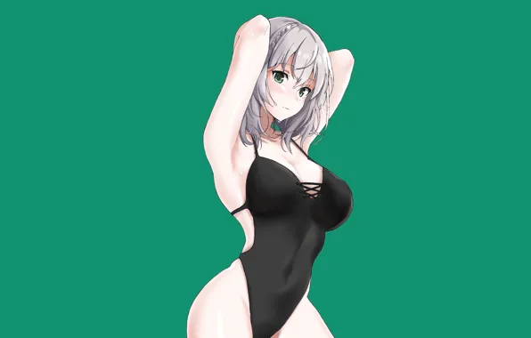 Girl, sexy, boobs, stretch, anime, swimsuit, breasts, babe