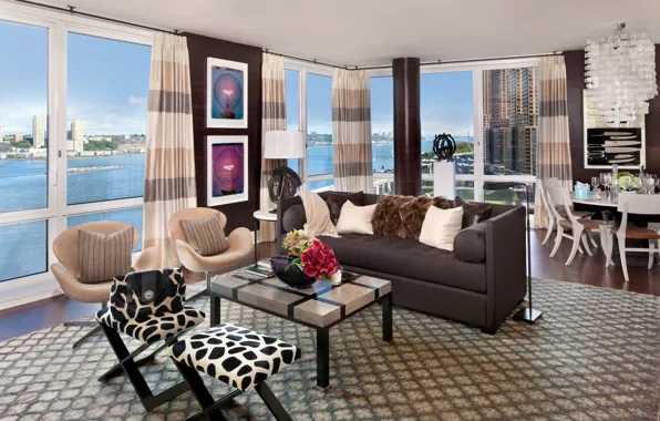 Дизайн, дом, стиль, интерьер, квартира, мегаполис, new york city, жилая комната