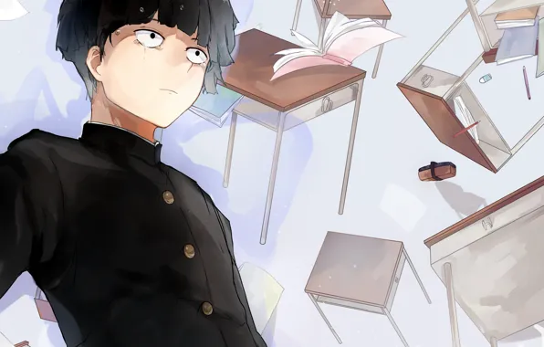 Аниме, арт, парень, школа, Mob Psycho 100, Кагеяма Шигео