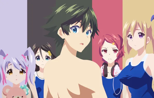 Девушки, арт, парень, Musaigen no Phantom World