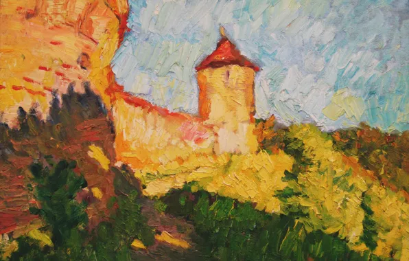 Картинка башня, 2006, крепость, Пейзаж, тропинка, Петяев