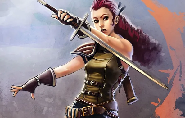 Картинка девушка, оружие, меч, арт, клинок