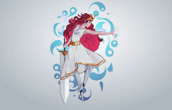 Девушка, меч, рыжая, принцесса, Aurora, Child of Light, by Guilherme de Abreu
