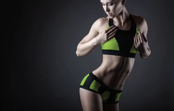 Pose, female, Fitness, sportswear, physical condition, diets, muscular toning, Healthy living